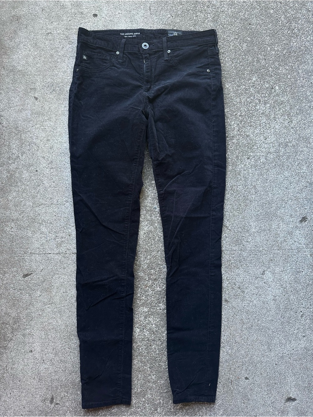 AG Black The Super Skinny Ankle Corduroy Leggings